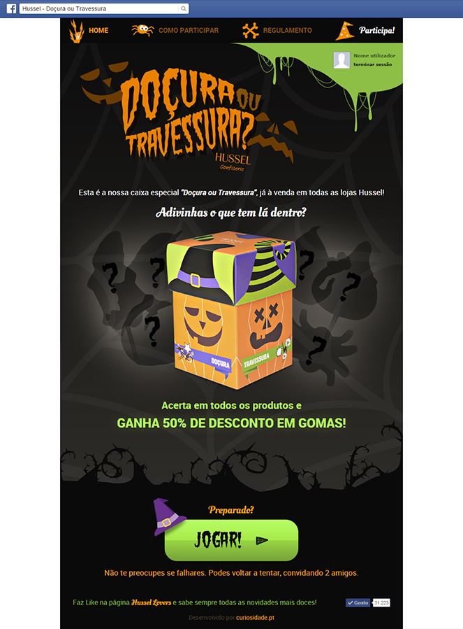 Aplicação de Facebook "Doçura ou Travessura"