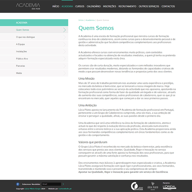 Website Lúcia Piloto Academia Website Lúcia Piloto Academia