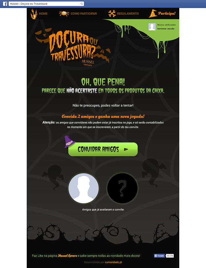 Aplicação de Facebook "Doçura ou Travessura"