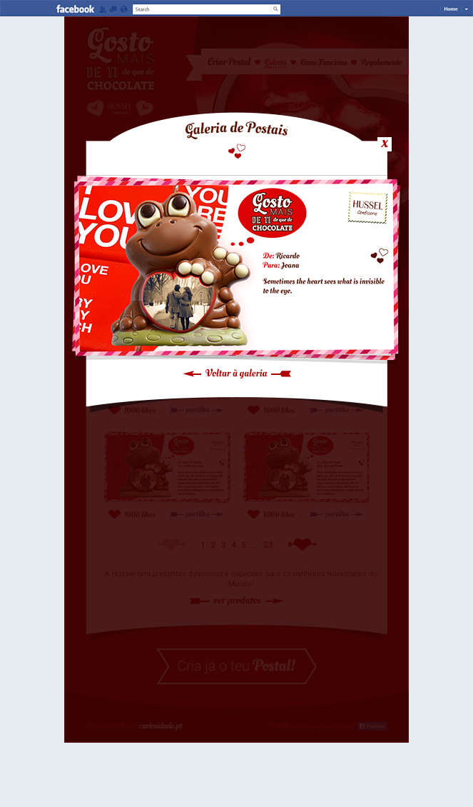 Aplicação de Facebook "Gosto mais de Ti do que de Chocolate" Aplicação de Facebook "Gosto mais de Ti do que de Chocolate"