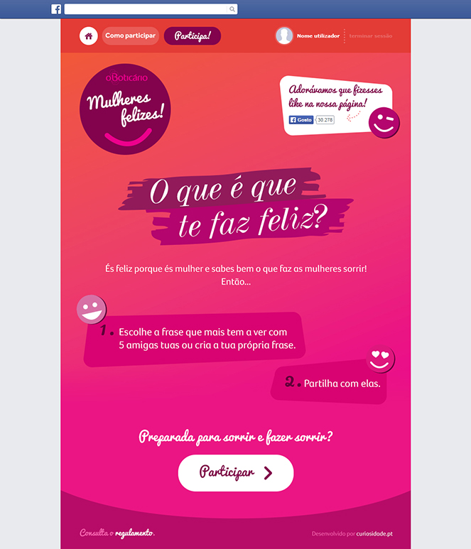 Aplicação de Facebook "Mulheres Felizes"